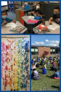 Photos of students and paper cranes