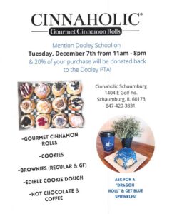 Flyer about Cinnaholic Fundraiser