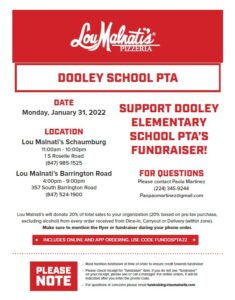 Flyer with info about Lou Malnati's fundraiser