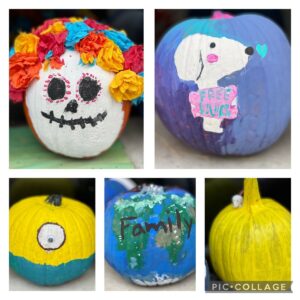 Photo of decorated pumpkins