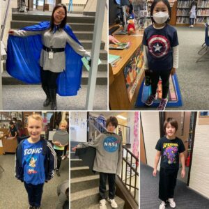 Students and staff dressed like super heroes