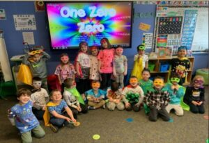 Kinders celebrating their 100th Day of School