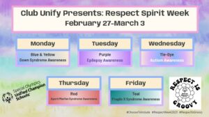 Respect Week graphic with what you wear each day.