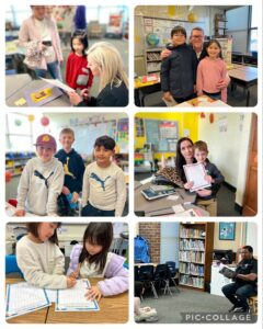 Photos of families and students on Celebrate Reading and Writing Night